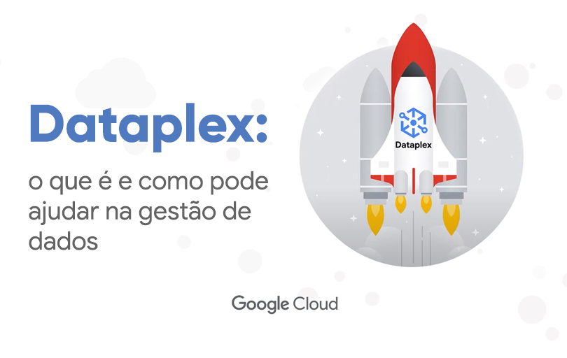 A imagem de um foguete com a palavra Dataplex.